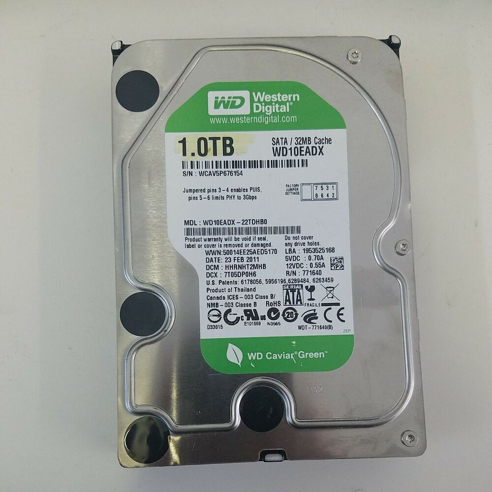 WD Green WD10EADX 1000GB, Internal, 7200 RPM, 3.5" Hard Drive WD Green Caviar